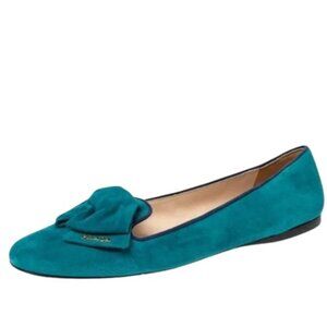 Prada teal suede rose ballet flats size 35
